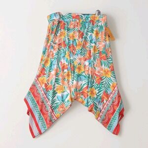 Ruby Rd. Women's Size 3X Tropical Print Midi Skirt Elastic Waist Hankerchief NWT